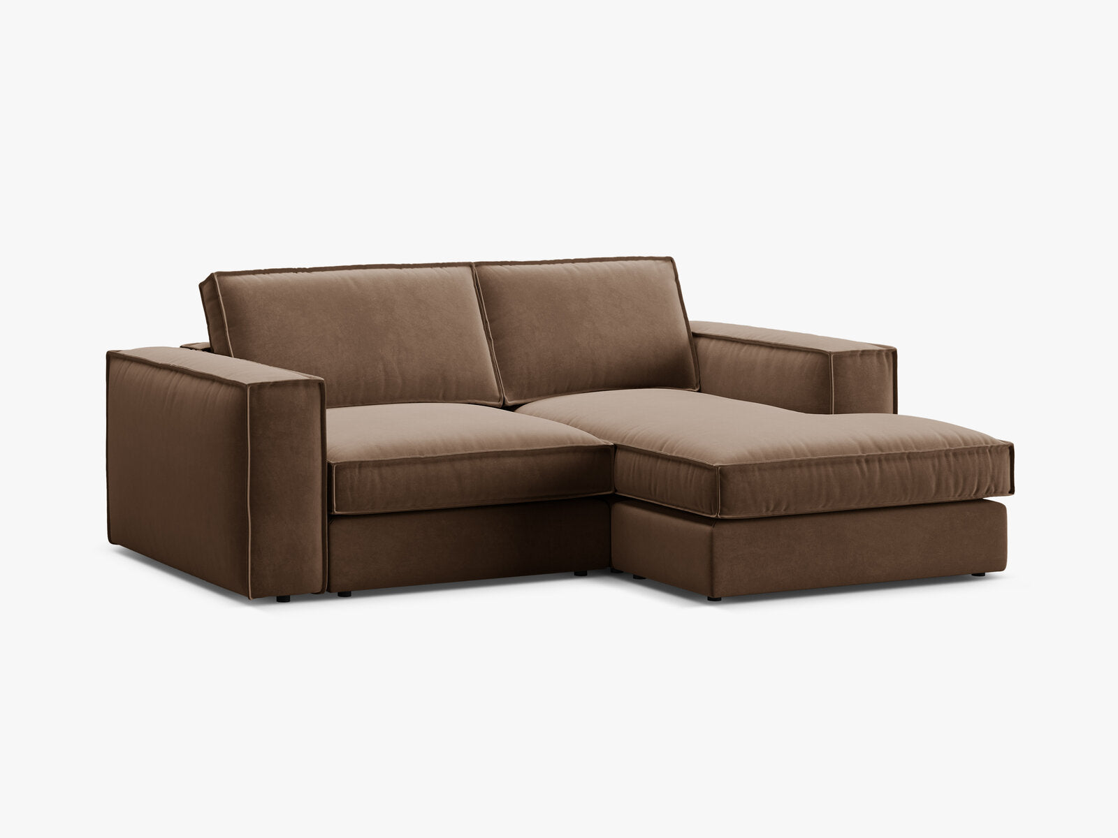 Micadoni modulares Ecksofa Pola 2-Sitzer kleine Version Rechts Samt Salvador Schokolade