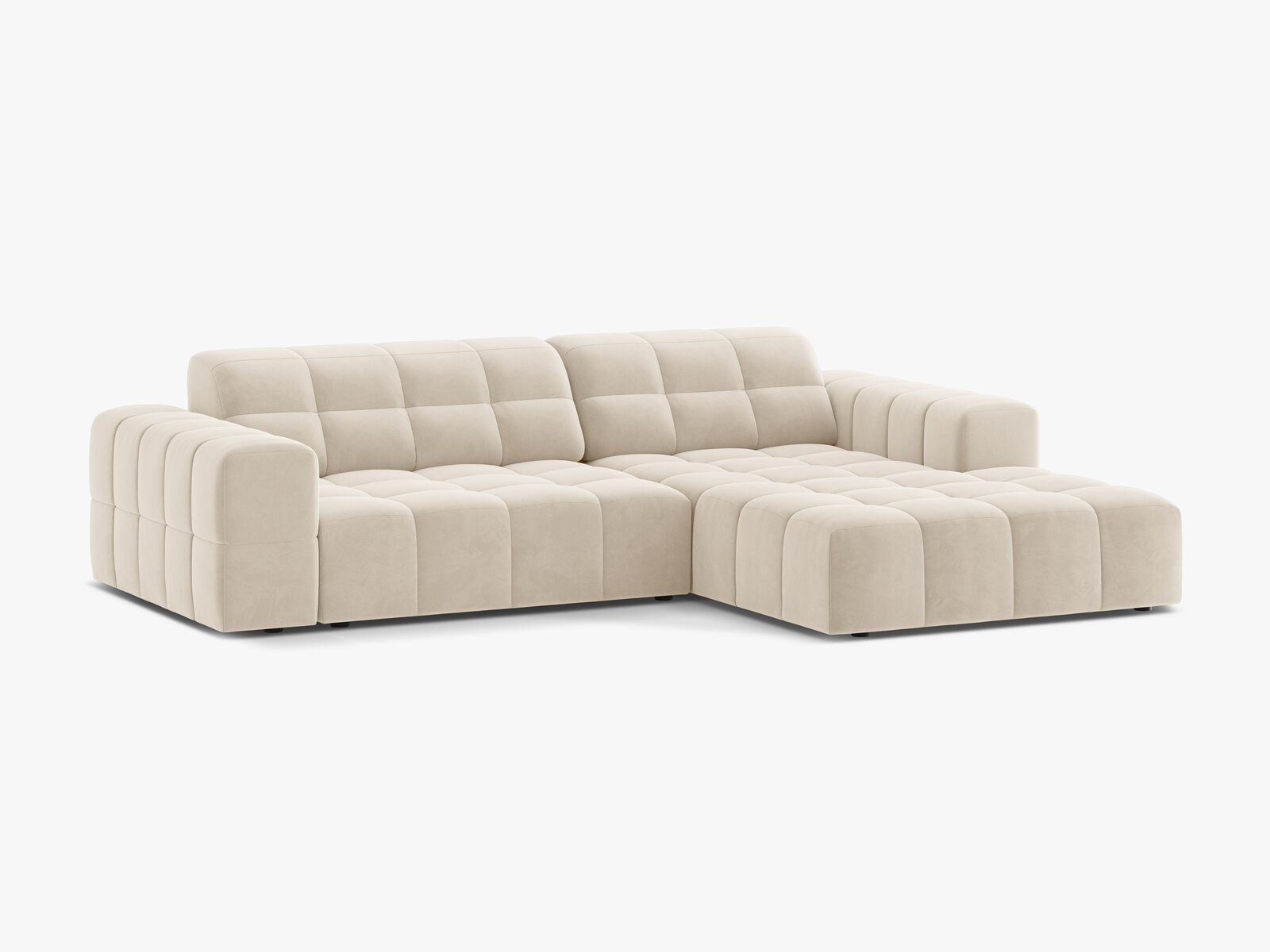 Micadoni Jennifer Ecksofa 4-Sitzer Rechts Samt Bluvel Helles Beige