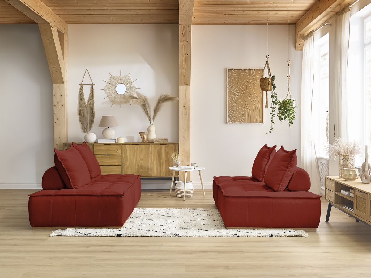 Bobochic Elisa Sofa 4-Sitzer Strukturstoff Orange