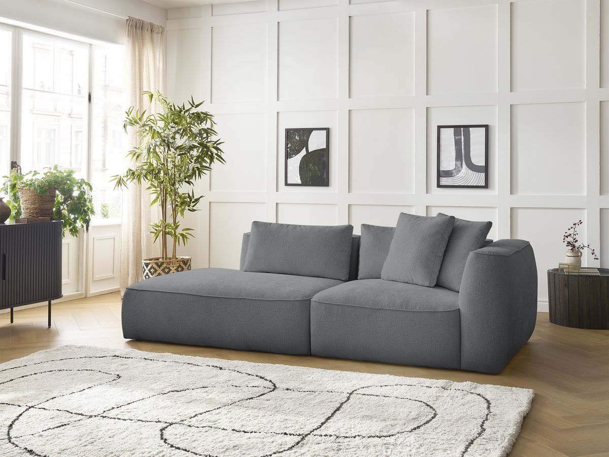 Bobochic Leopold Sofa 3-Sitzer Strukturstoff Dunkelgrau Armlehne rechts