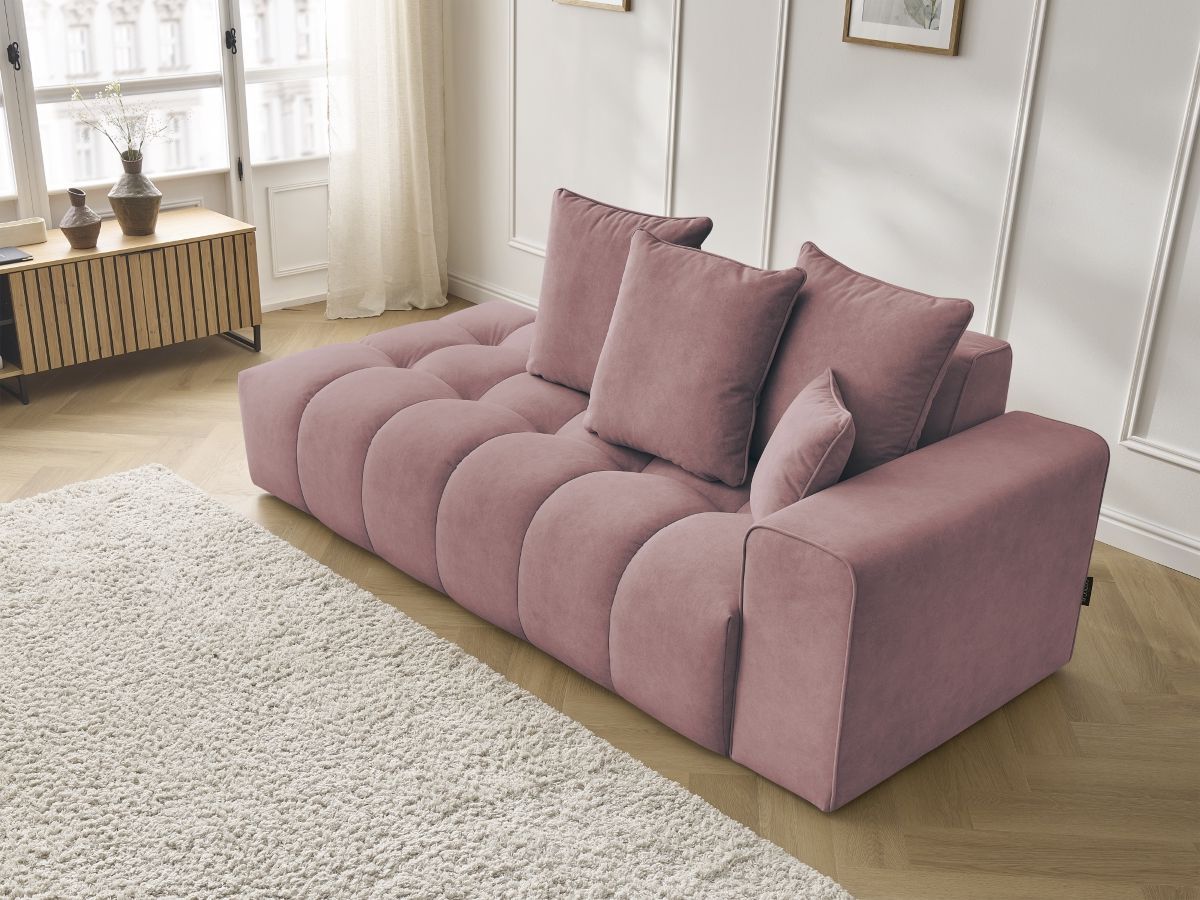 Bobochic Mont-blanc Sofa 4-Sitzer Samt Rosa Armlehne rechts