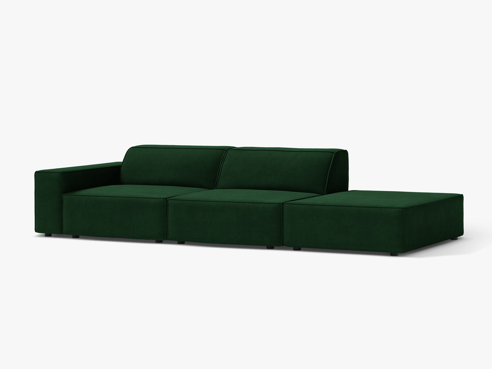 Micadoni Sofa Jodie 3-Sitzer Rechts Samt Bluvel Flaschengrün