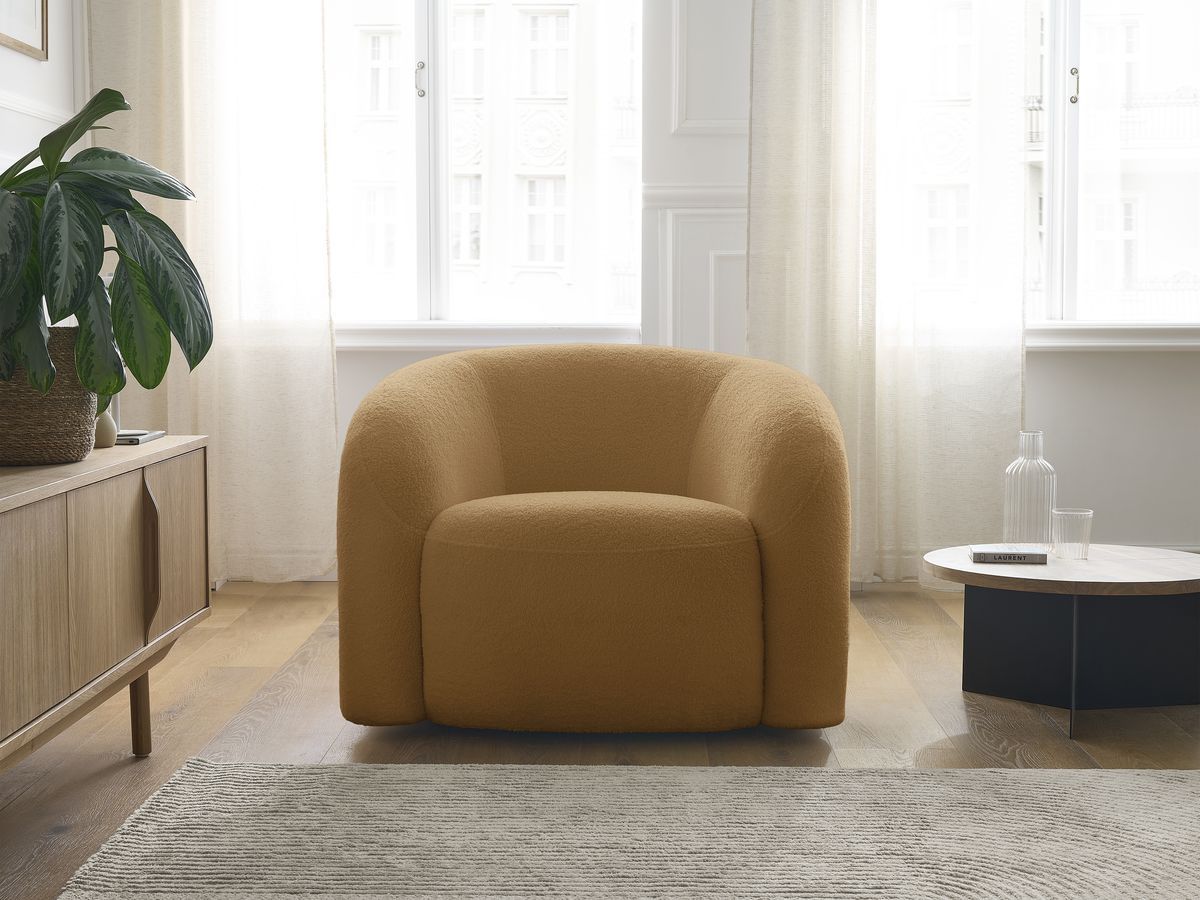 Bobochic Elina Sessel Bouclé-Stoff Gelb