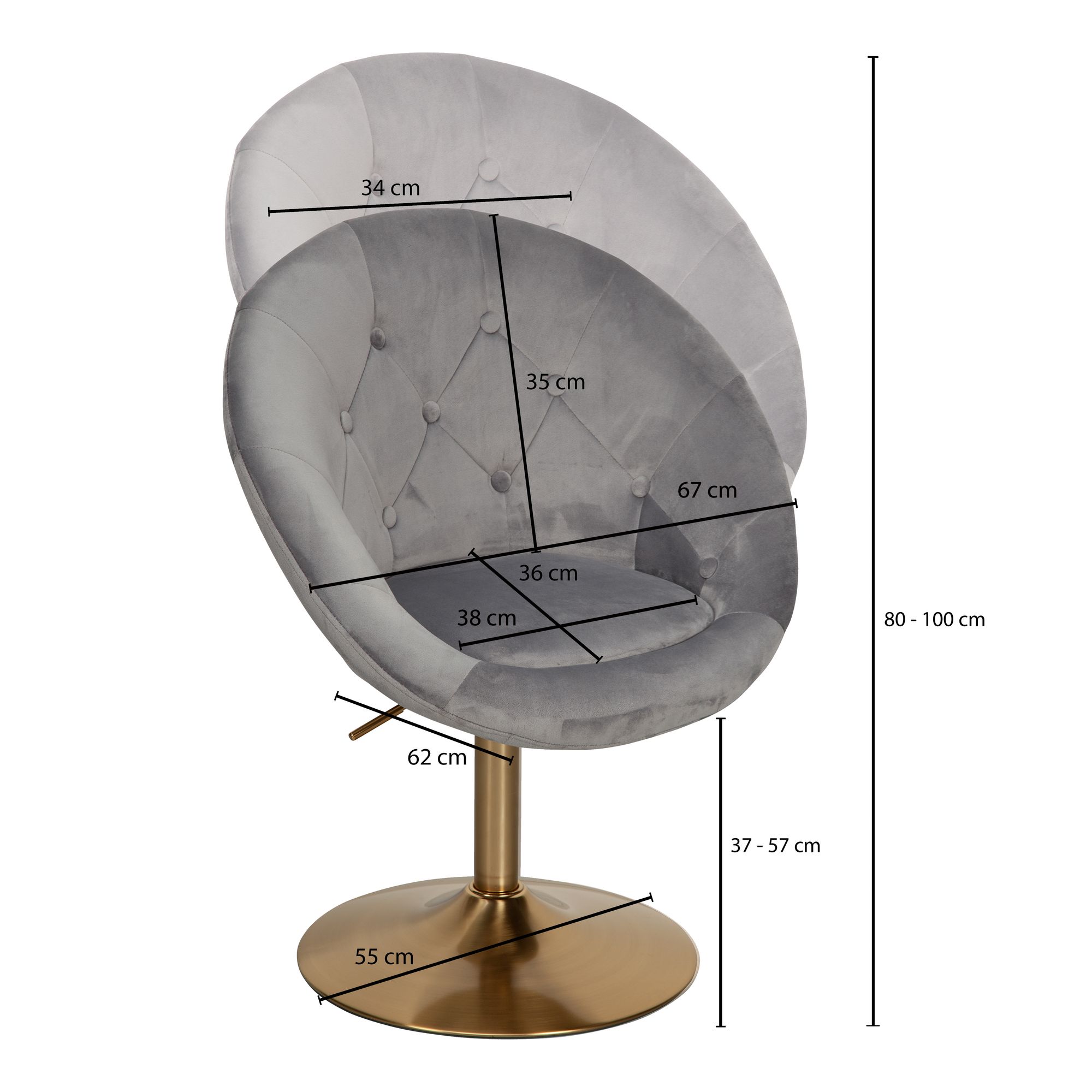 Loungesessel Fresvik Samt Grau 67 × 62 × 100 cm