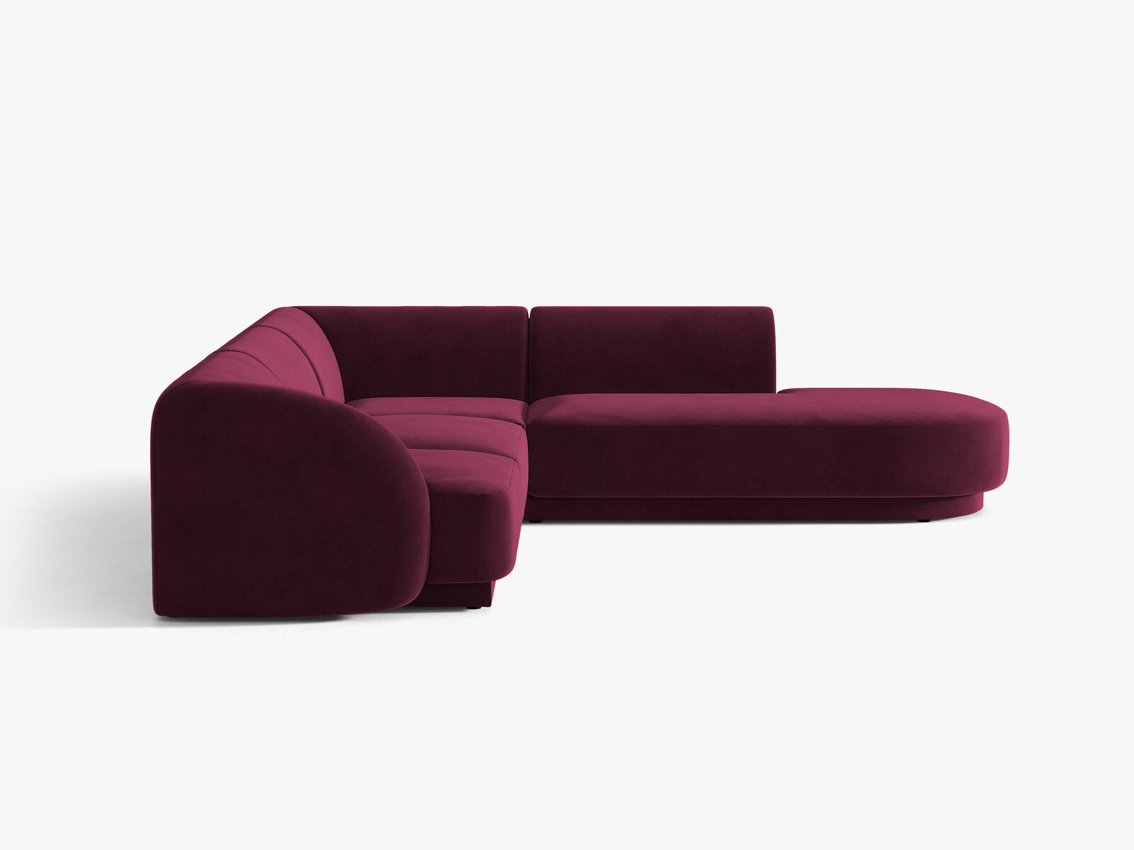Micadoni Ecksofa Miley 6-Sitzer Samt Venus Burgunder Rechts