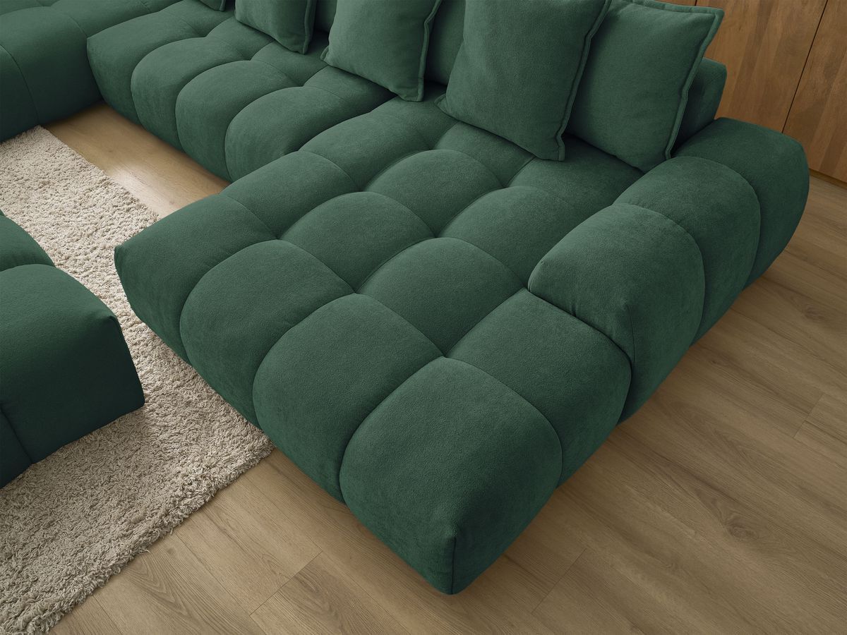 Bobochic Everest Wohnlandschaft mit Pouf, 14 Kissen Strukturstoff Grün Ecke rechts