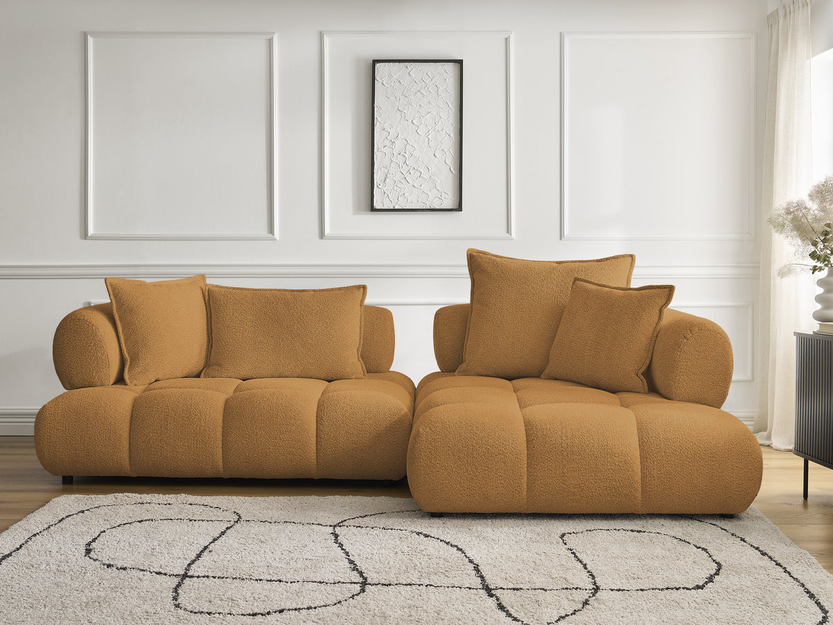 Bobochic Alya Ecksofa Bouclé-Stoff Gelb Ecke rechts