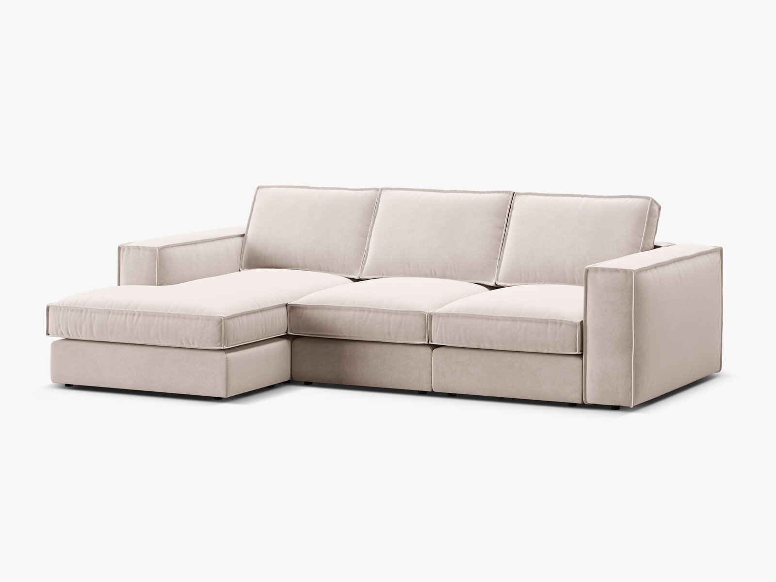 Micadoni modulares Ecksofa Pola 3-Sitzer Links Samt Salvador Beige