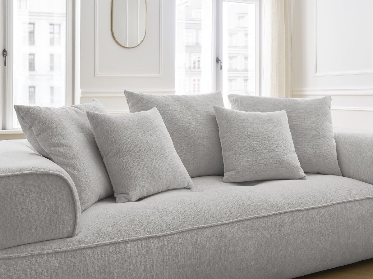 Bobochic Whesley Sofa 3-Sitzer Stoff Hellgrau
