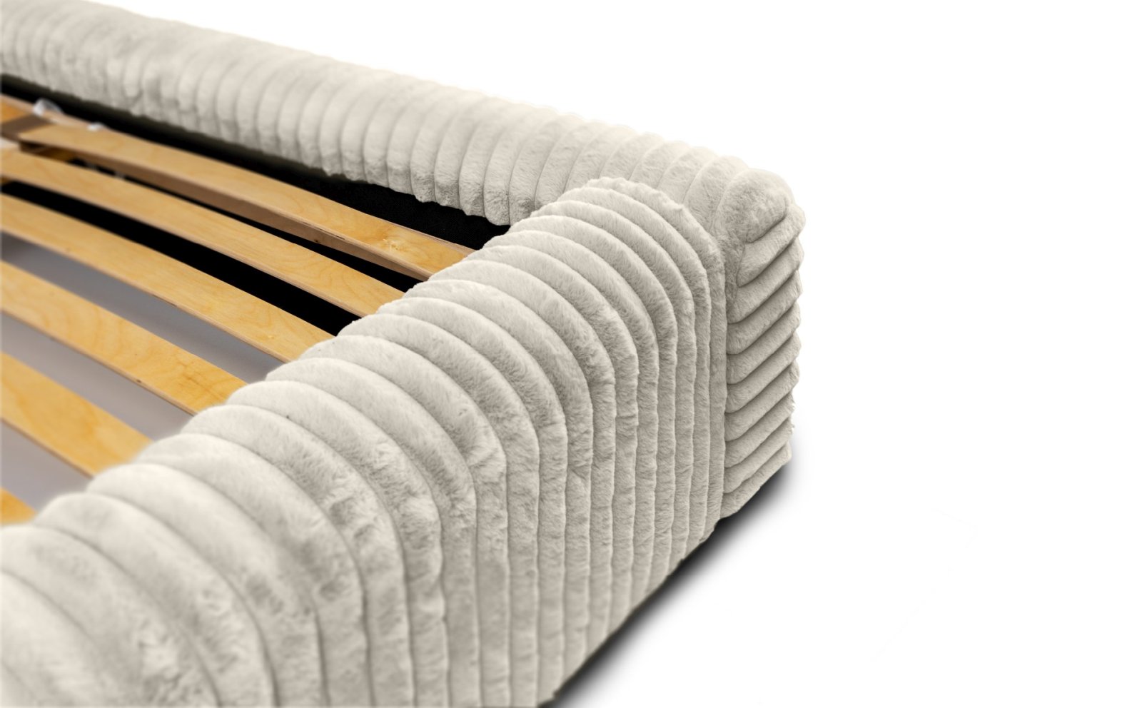 Polsterbett Miloa Softcord mit Fellstruktur 180x200 mit Holzrahmen Vito 23
