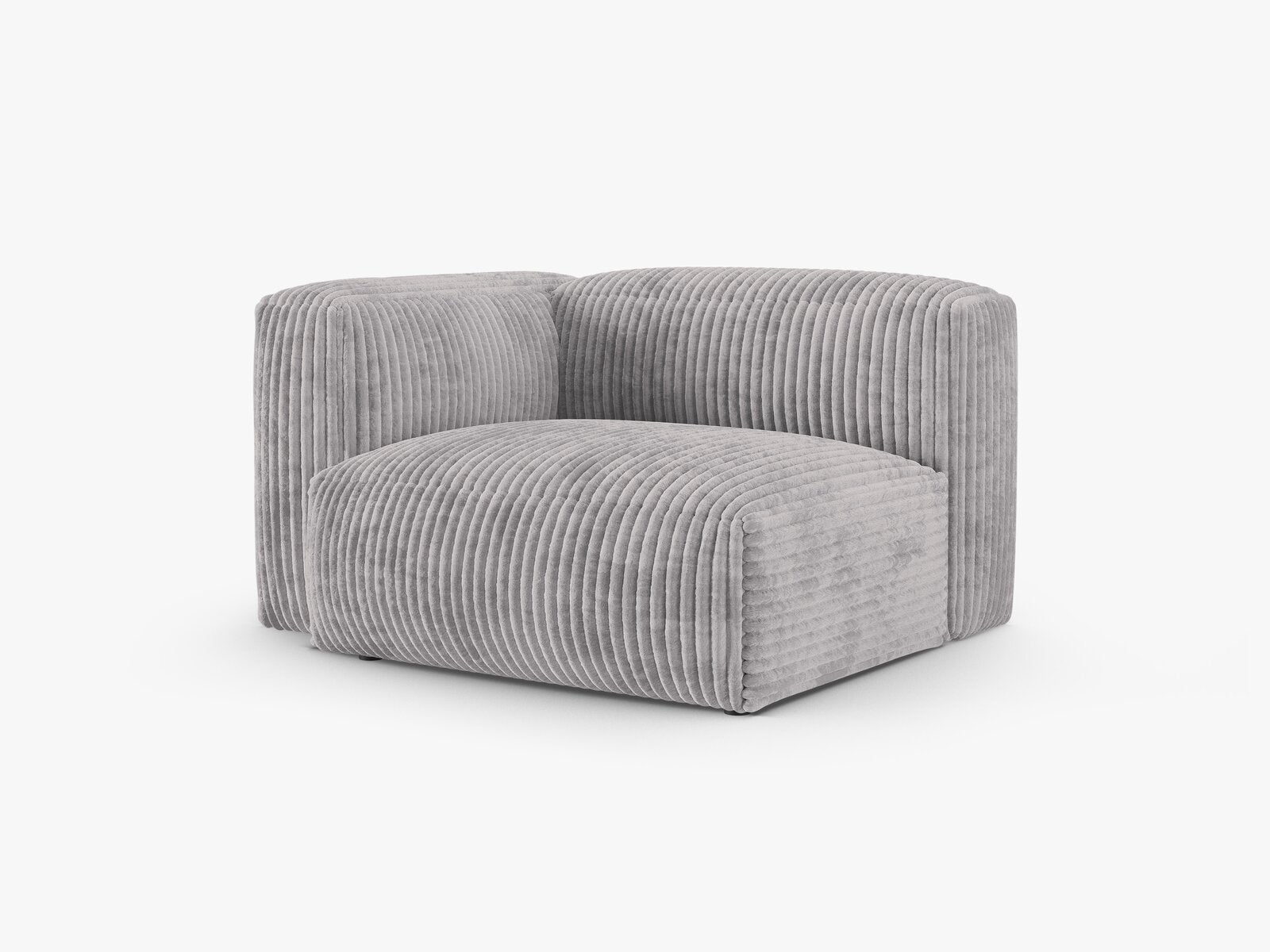 Micadoni Eckmodul mit Armlehne Martina 1-Sitzer 90cm Sitztiefe Links Kord Tilia Hellgrau
