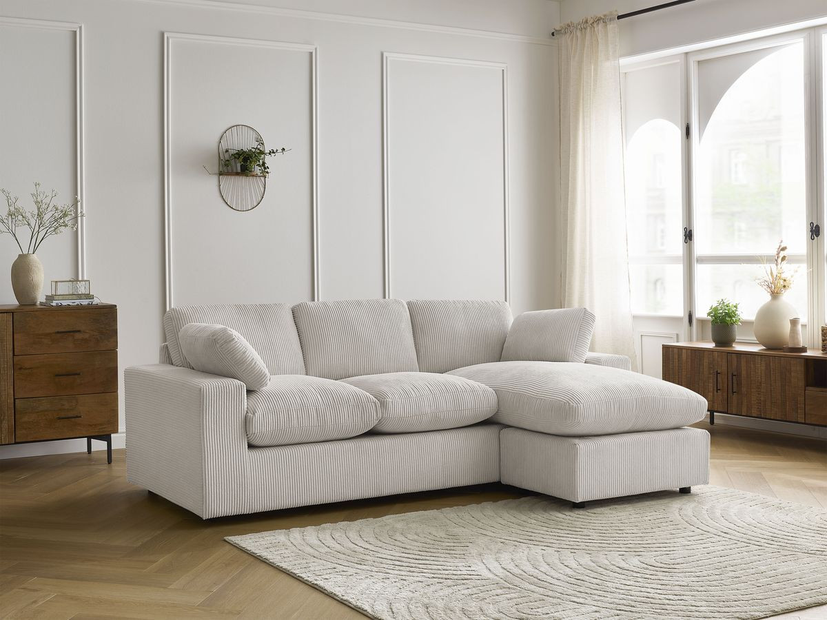 Bobochic Belair Ecksofa 220 × 139 cm Cordsamt Beige
