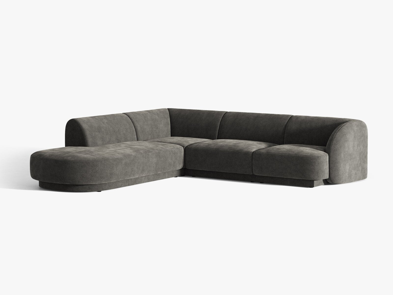 Micadoni Ecksofa Miley 6-Sitzer Chenille Eden Dunkelgrau Links