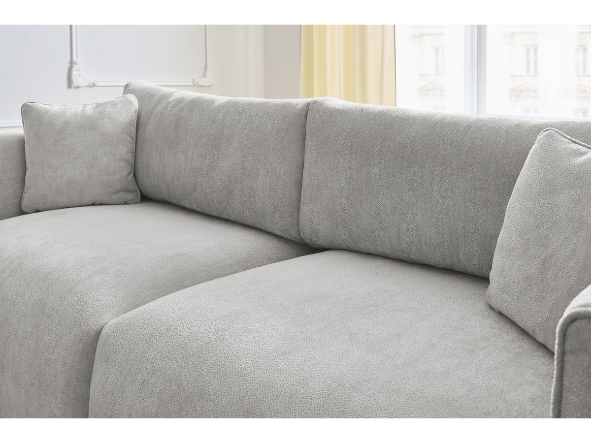 Bobochic Ezechiel Schlafsofa 3-Sitzer mit Bettkasten Stoff Hellgrau