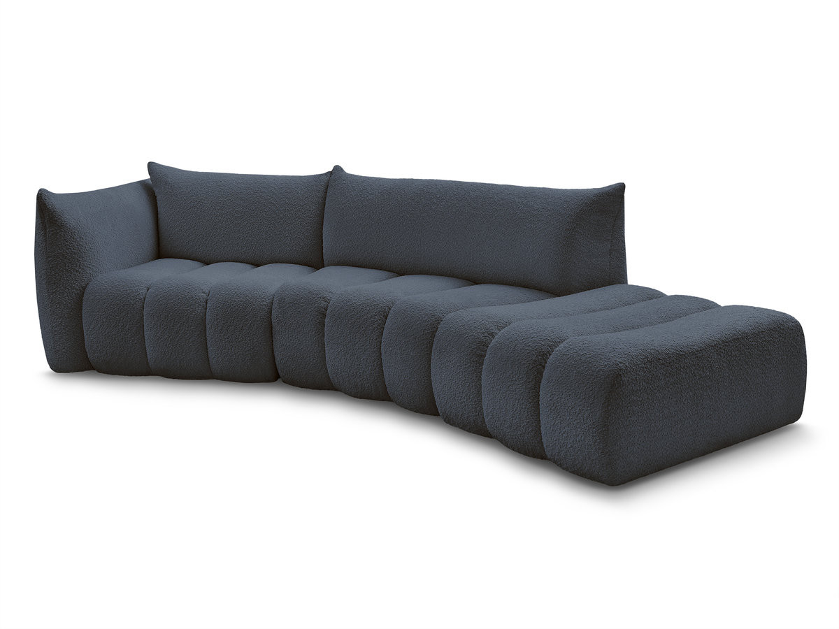 Bobochic Azra Ecksofa 325 × 112 cm Bouclé-Stoff Dunkelblau Ecke links