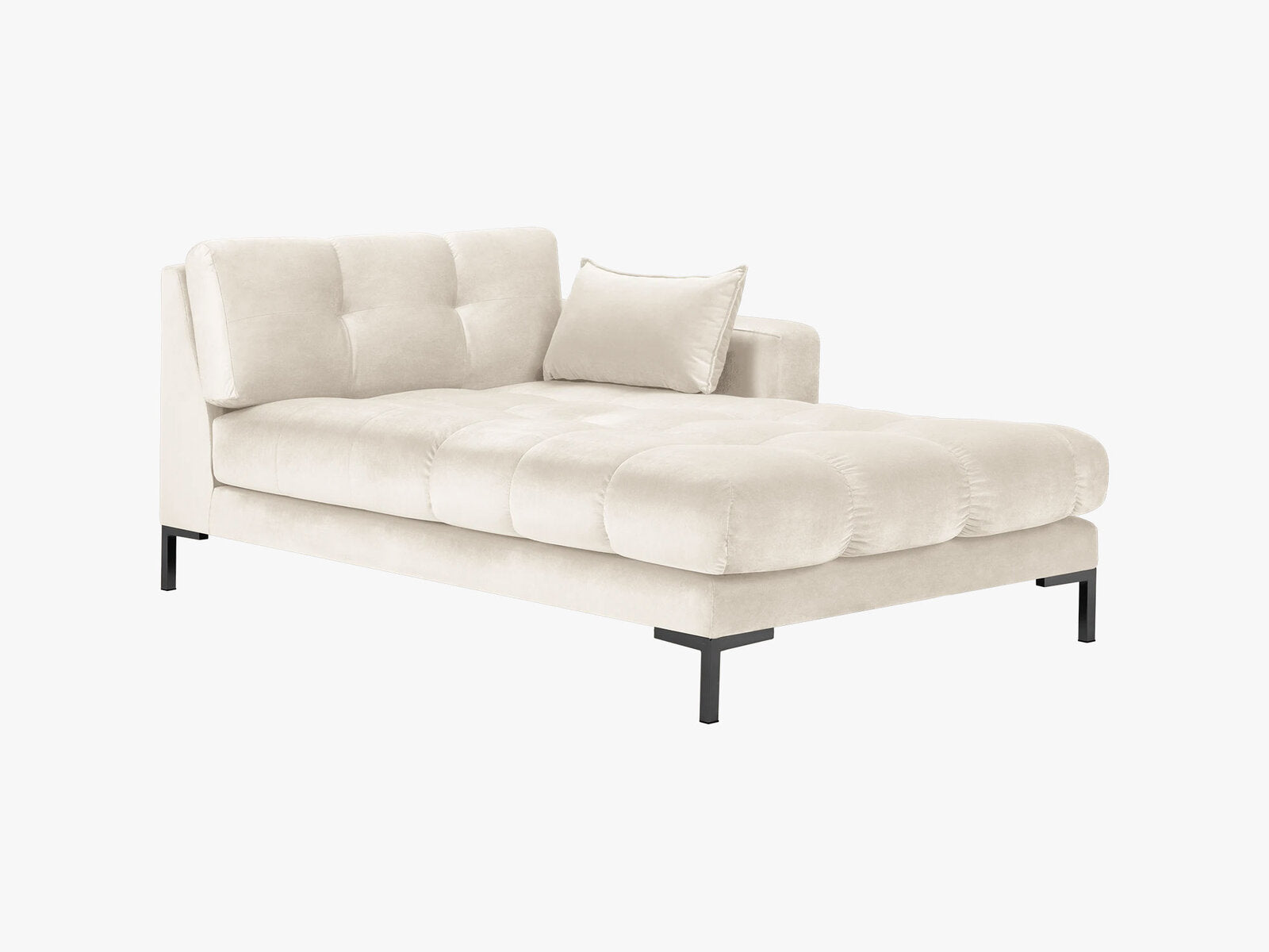 Micadoni Recamiere Mamaia 1-Sitzer Rechts Samt Bluvel Helles Beige schwarze Beine