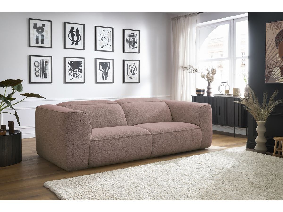 Bobochic William Sofa 3-Sitzer Melange-Stoff Rosa