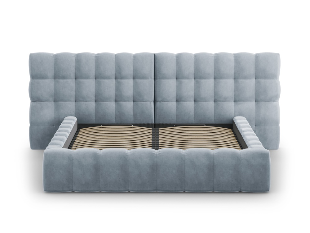 Cosmopolitan Design Stauraumbett mit doppeltem Kopfteil Bali 180x200 Samt Bluvel Hellblau