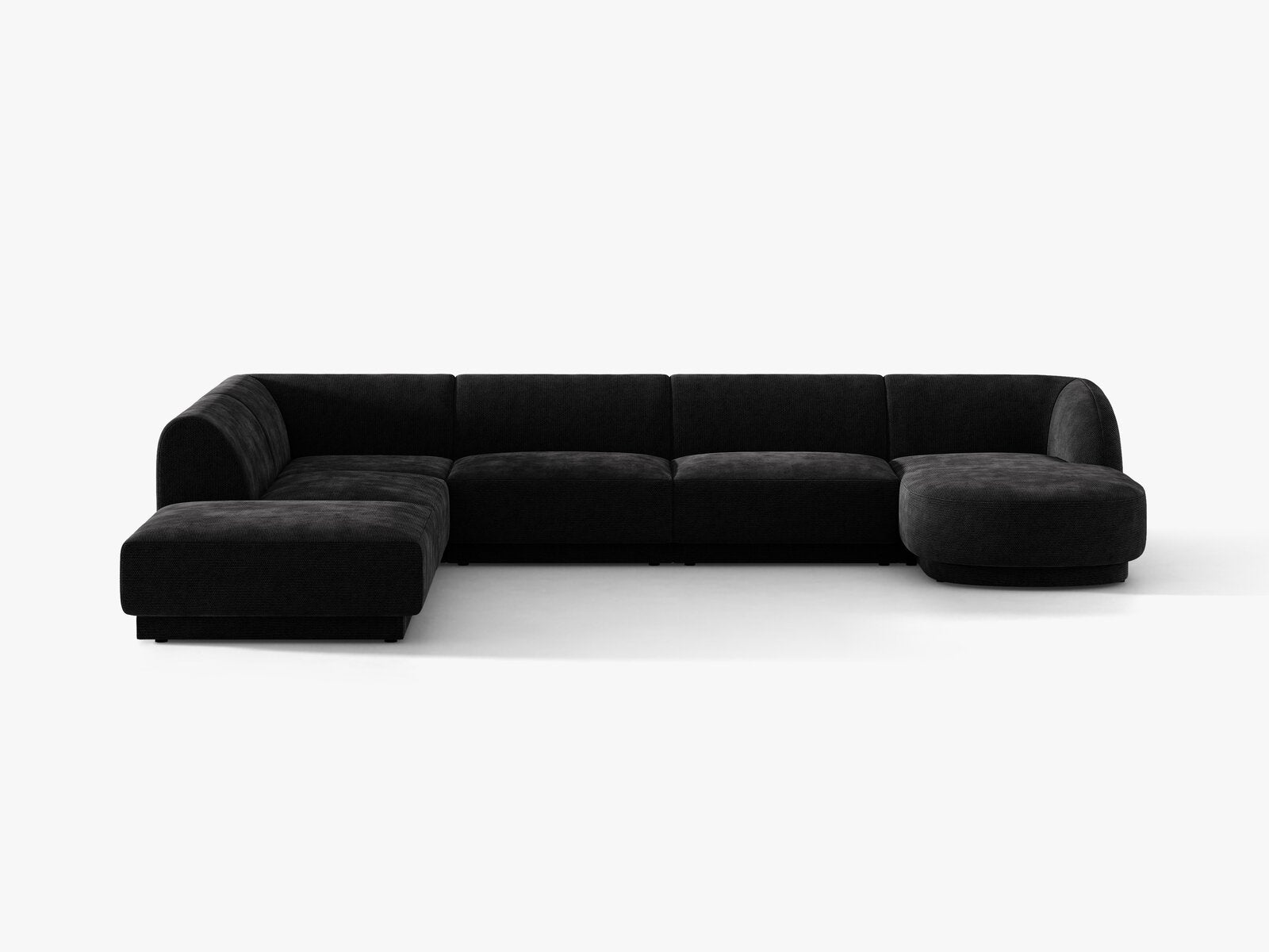 Micadoni Panorama-Ecksofa Miley 6-Sitzer Links Chenille Haga Schwarz