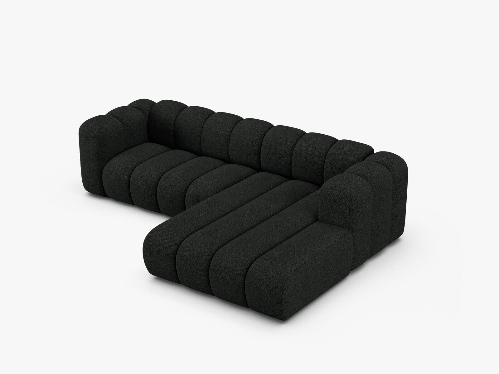 Micadoni Modulares Ecksofa Lupine 4-Sitzer mittelgroß Rechts Boucle Baloo Schwarz