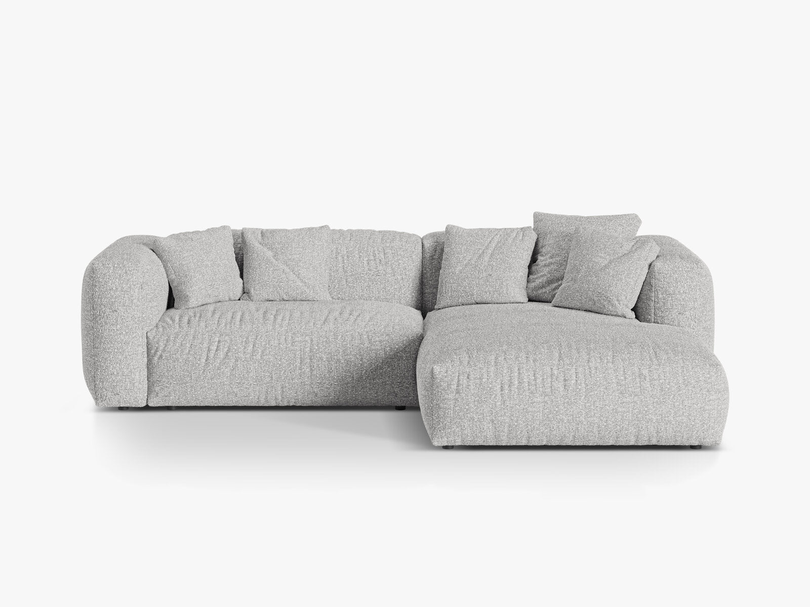 Micadoni Ecksofa Martina 2-Sitzer Rechts Boucle Monet Silber