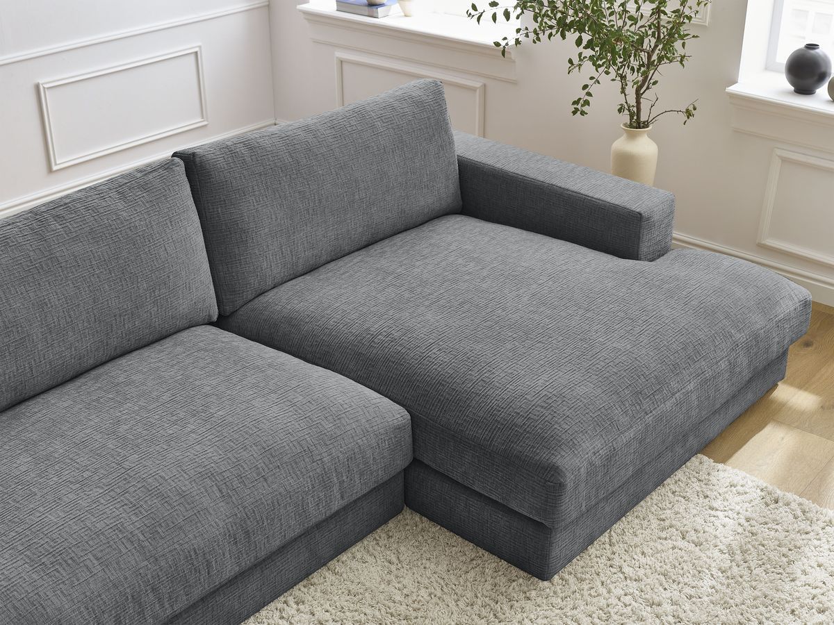 Bobochic Leonard Wohnlandschaft 404 × 159 cm Strukturstoff Dunkelgrau