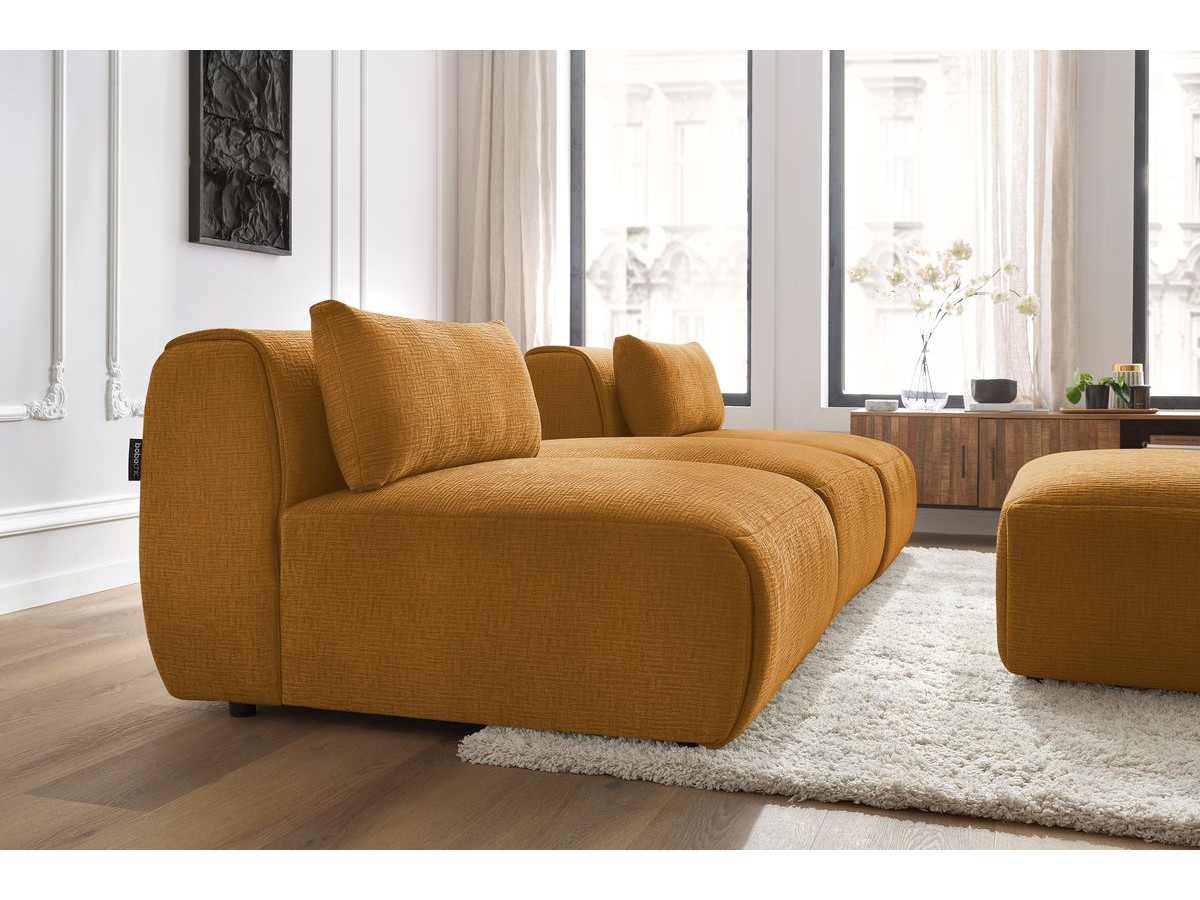 Bobochic Jeanne Sofa 4-Sitzer mit Pouf Strukturstoff Gelb