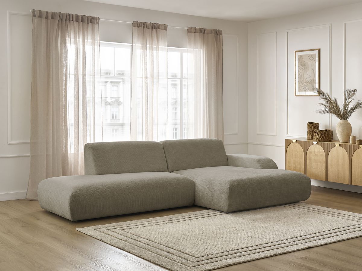 Bobochic Sirius Ecksofa 300 × 170 cm Strukturstoff Taupe Ecke rechts