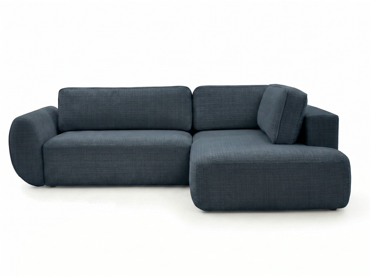 Bobochic Denise Ecksofa mit Schlaffunktion und Bettkasten 256 × 197 cm Strukturstoff Dunkelblau Ecke rechts