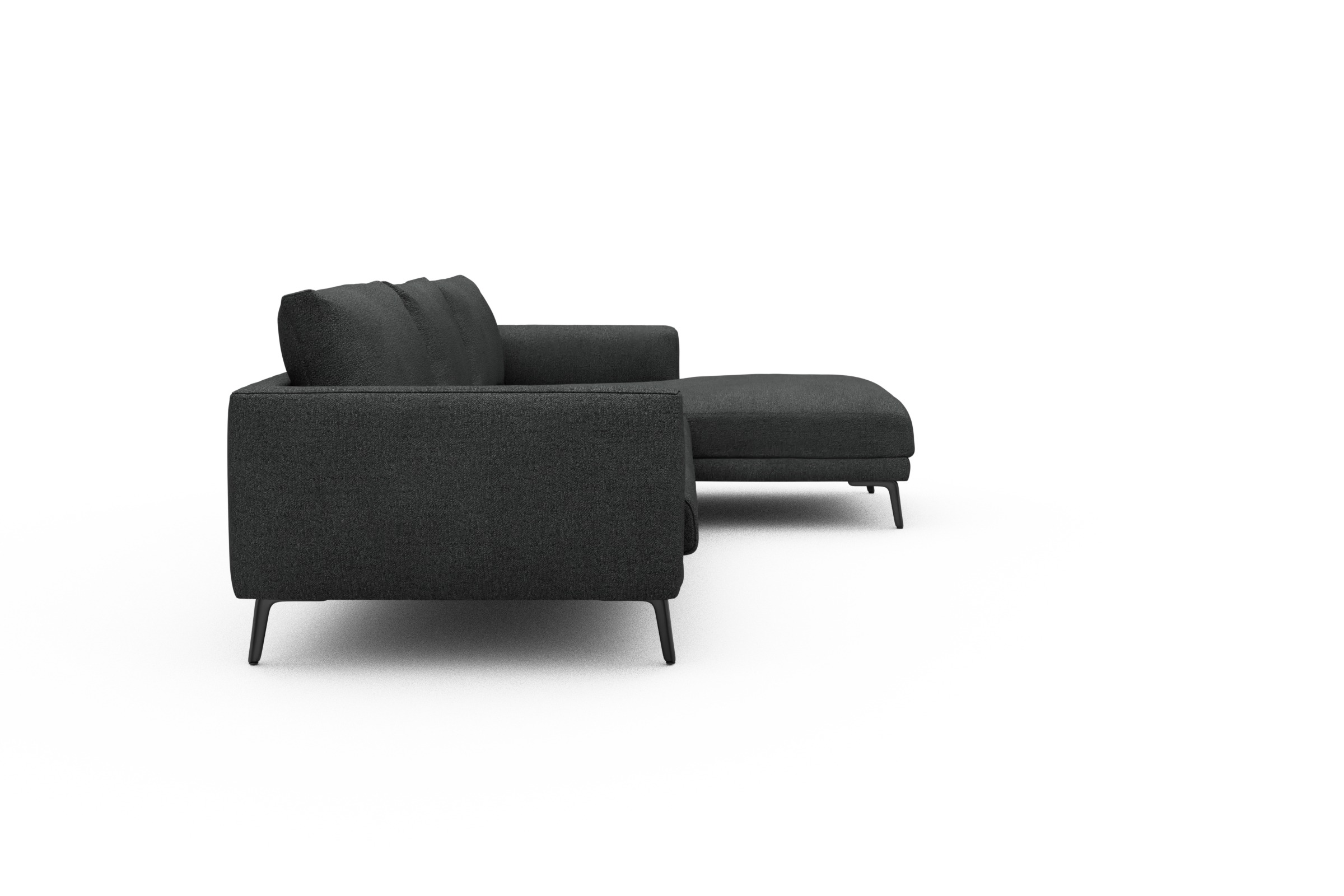 Ecksofa Karl Chaiselongue rechts mit 2,5-Sitzer Boucle-Charcoal