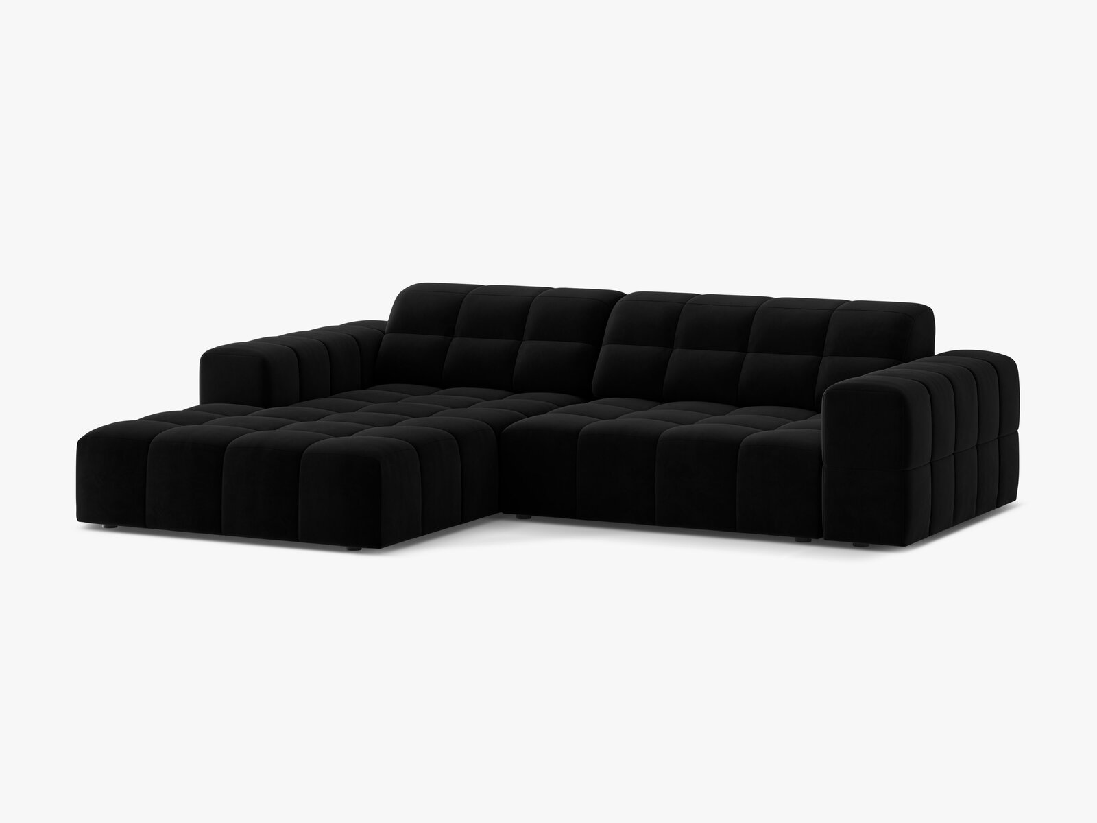 Micadoni Jennifer Ecksofa 4-Sitzer Links Samt Bluvel Schwarz