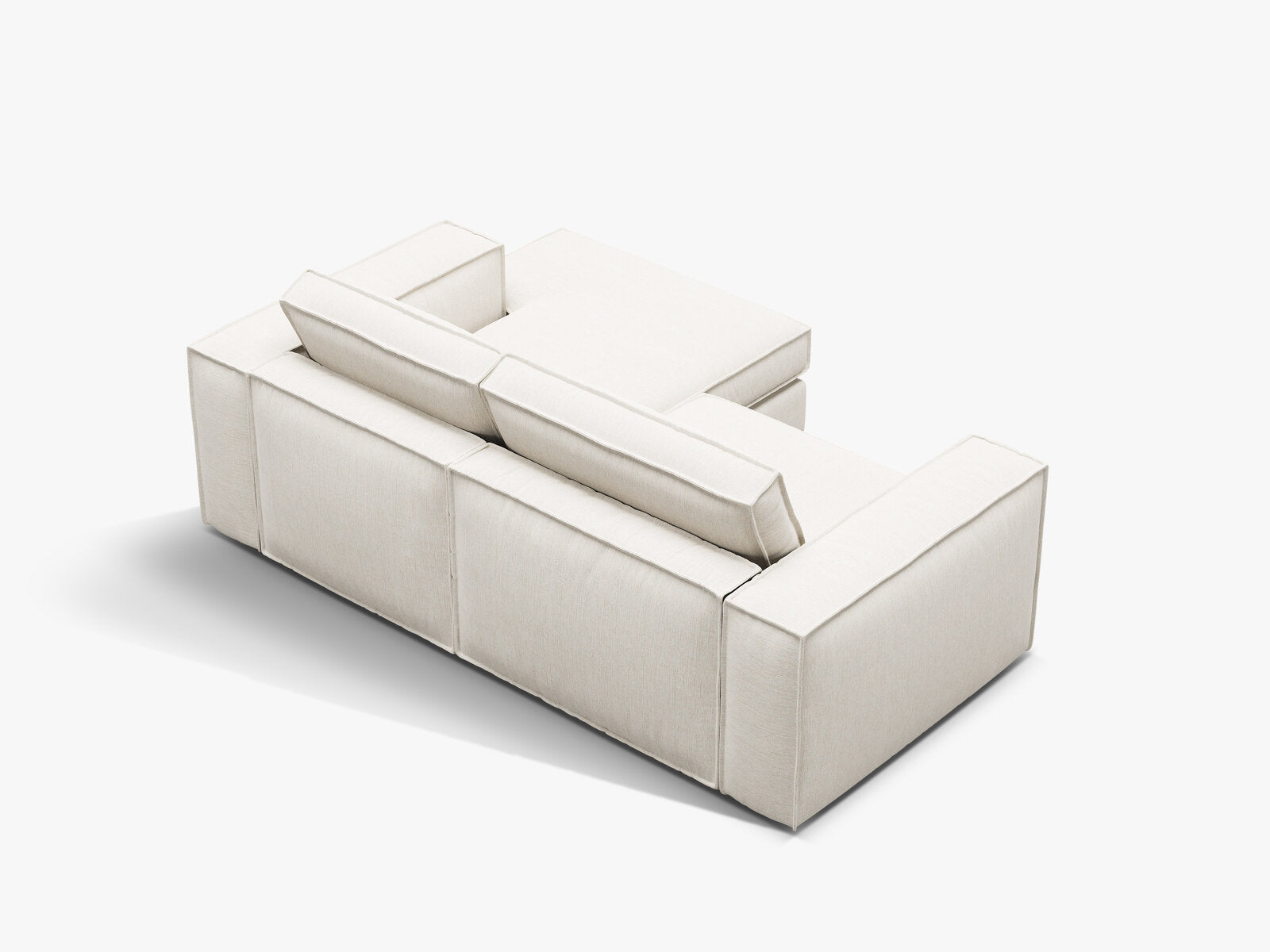 Micadoni modulares Ecksofa Pola 2-Sitzer kleine Version Rechts Strukturierter Stoff Babel Weiß