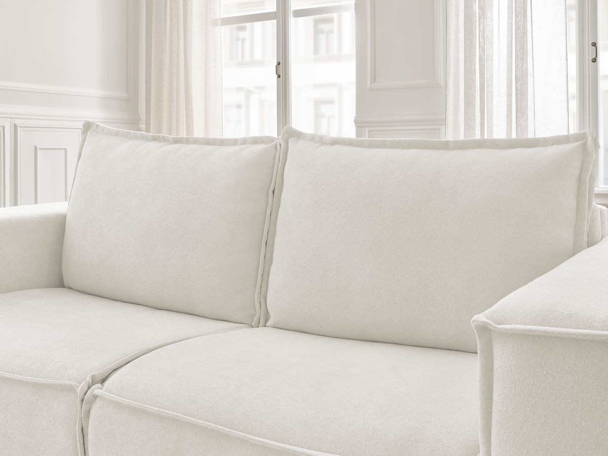 Bobochic Chelsea Schlafsofa 3-Sitzer Strukturstoff Weiß, Liegefläche 140 × 200 cm