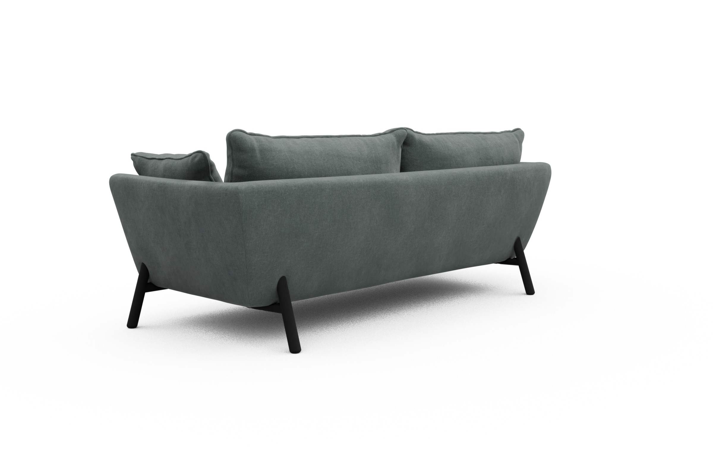 Sofa Emil PREMIUM 3-Sitzer Beinfarbe Eiche Schwarz Smooth-Silver-Grey