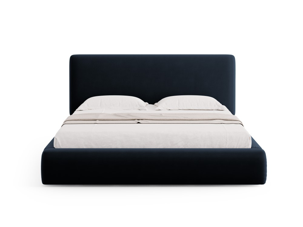 Cosmopolitan Design Stauraumbett mit Kopfteil Colonel 140x200 Samt Riviera Marineblau