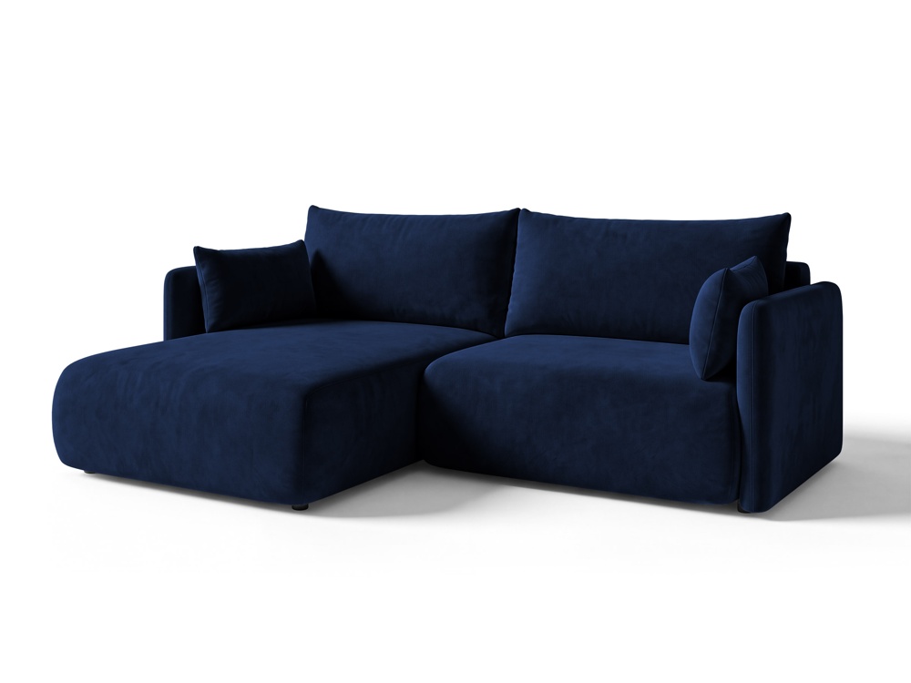 Cosmopolitan Design Ecksofa Monaco 3-Sitzer mit Schlaffunktion Samt Bluvel Königsblau Links