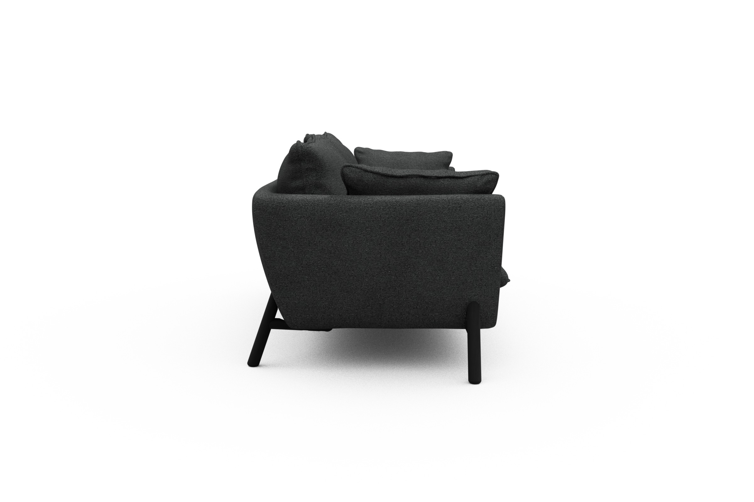 Sofa Emil PREMIUM 3-Sitzer Beinfarbe Eiche Schwarz Boucle-Charcoal