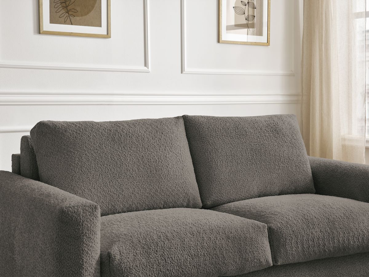 Bobochic Cocoone Schlafsofa 3-Sitzer Bouclé-Stoff Braun, Liegefläche 140 × 200 cm
