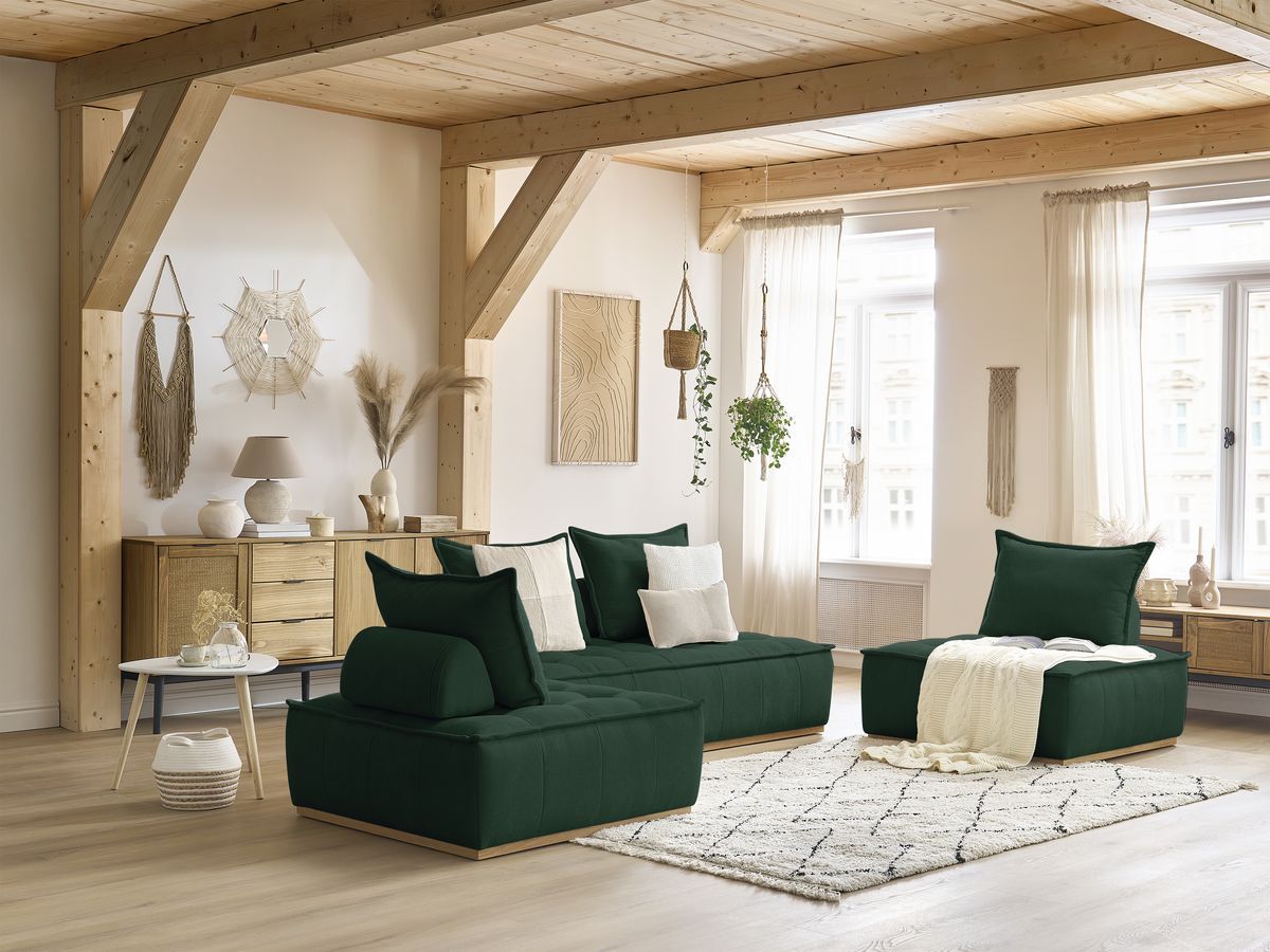 Bobochic Elisa Ecksofa Strukturstoff Grün
