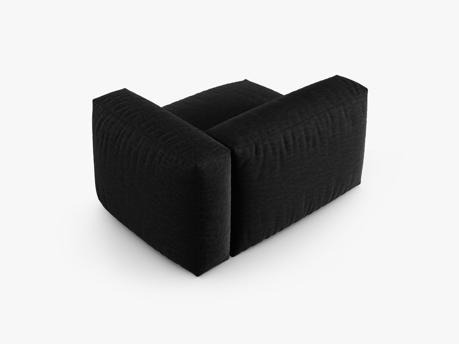 Micadoni Eckmodul mit Armlehne Martina 1-Sitzer 90cm Sitztiefe Rechts Strukturierter Stoff Boston Schwarz