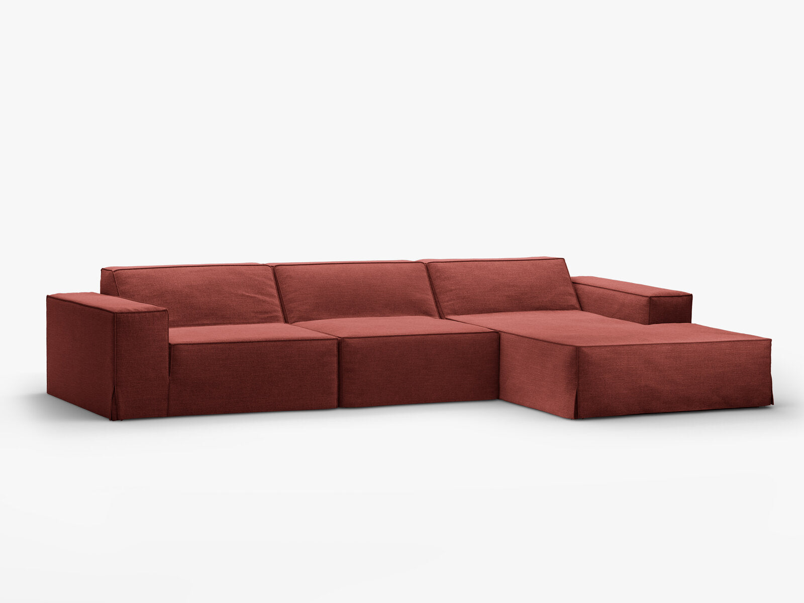 Micadoni Ecksofa Jodie 4-Sitzer Rechts Strukturierter Stoff Lins Kirschholz