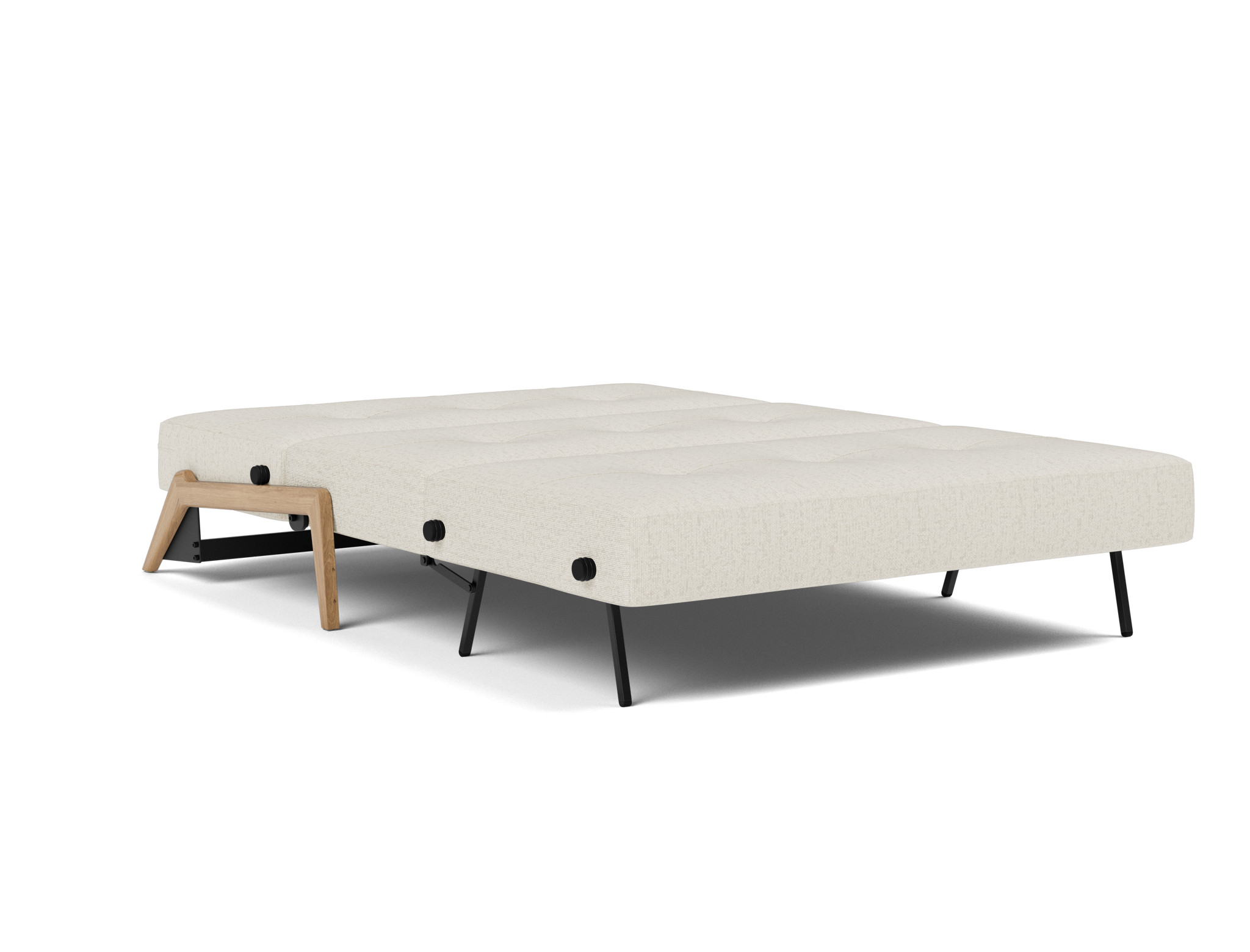 Schlafsofa Cubed 140 Boucle Skandi 531-Off-White Beine Eiche