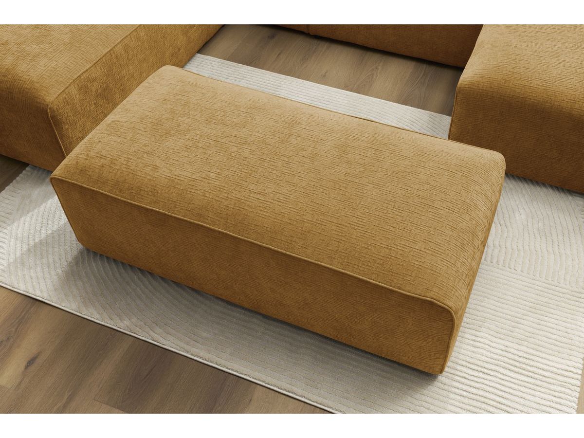 Bobochic Megeve Wohnlandschaft mit Pouf Strukturstoff Gelb Ecke rechts