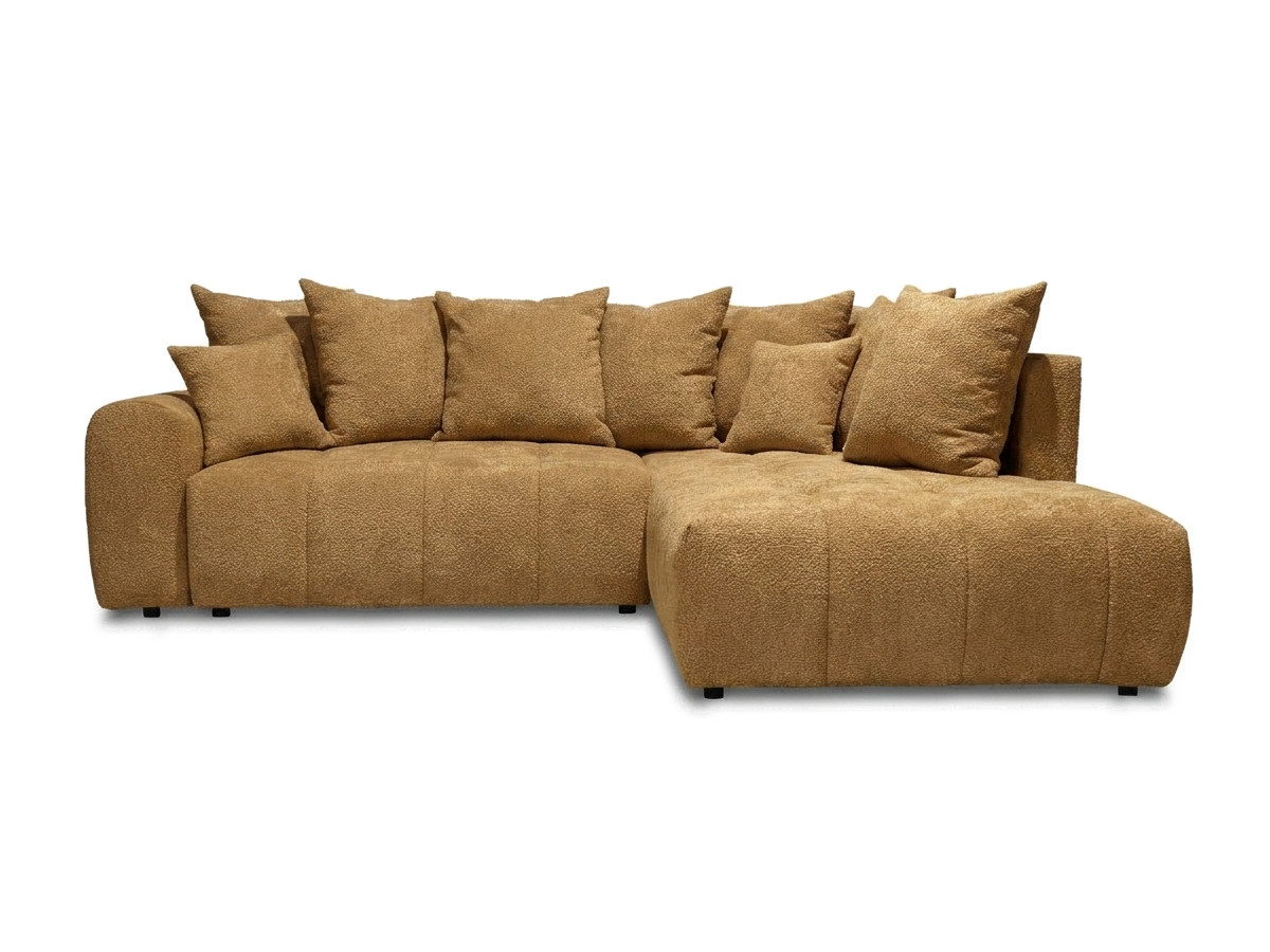Bobochic Roxelane Ecksofa mit Schlaffunktion und Bettkasten Bouclé-Stoff Gelb Ecke rechts