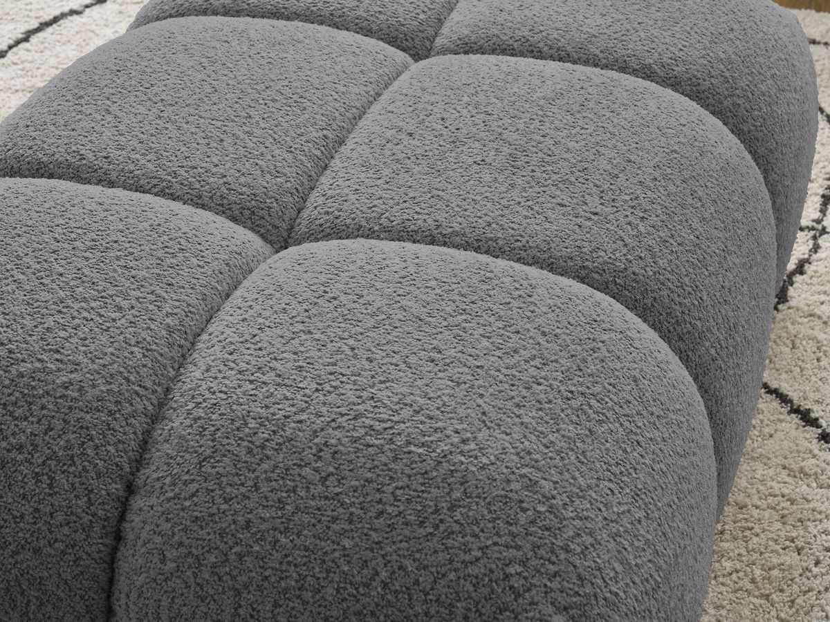 Bobochic Alya Pouf Bouclé-Stoff Dunkelgrau