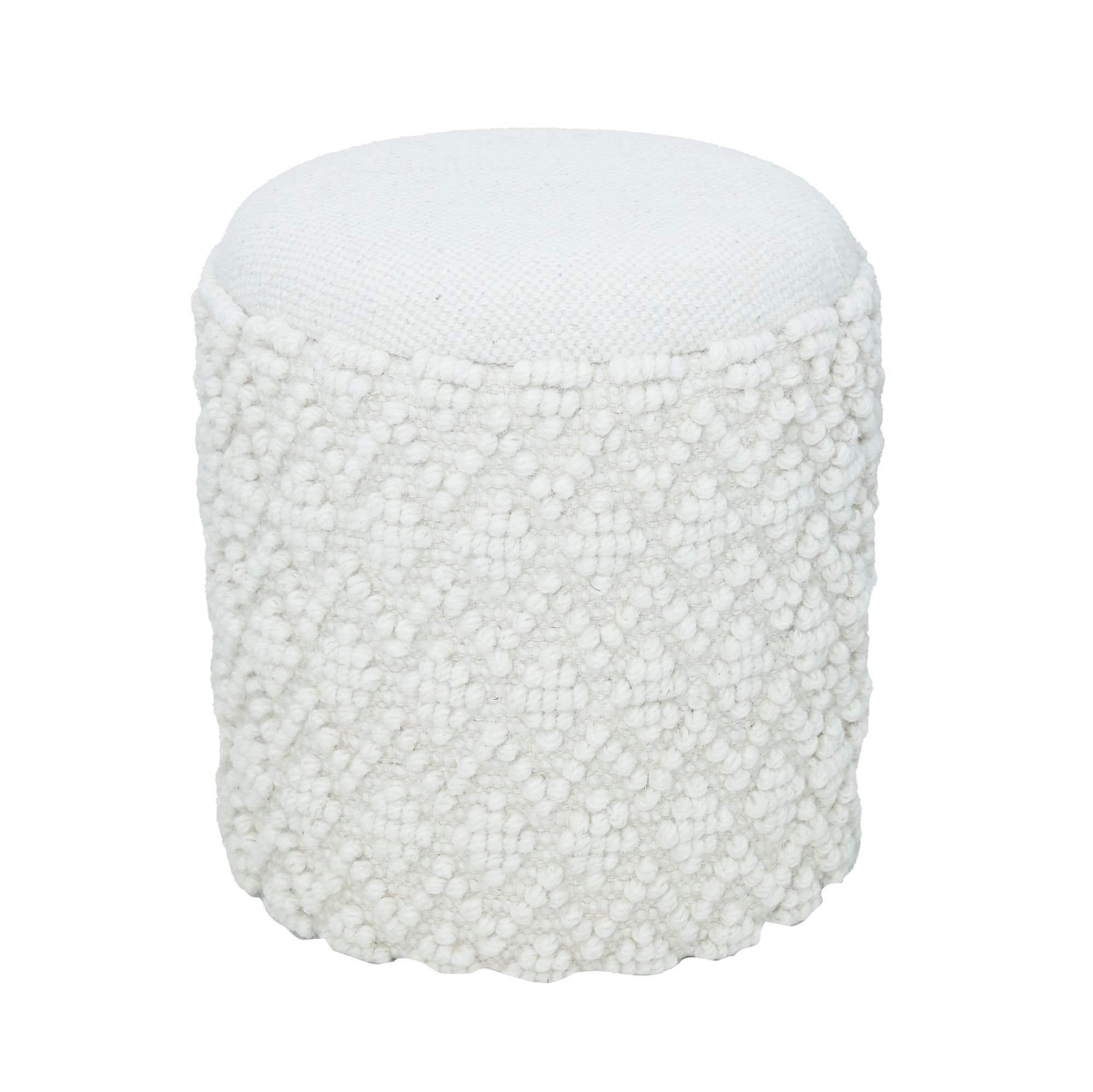 Sitzhocker Oppaker Stoff Weiß Ø 40 cm