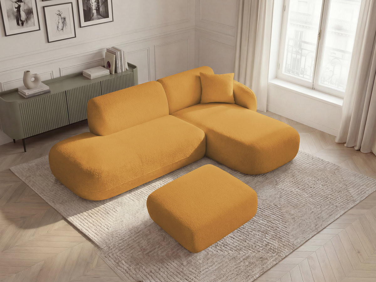 Bobochic Anda Ecksofa mit Pouf 241 × 163 cm Chenille Gelb Ecke rechts
