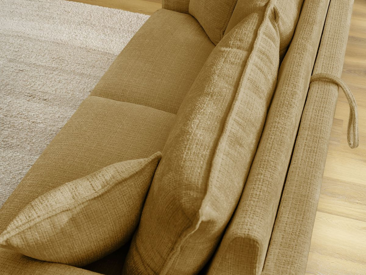 Bobochic Augustin Schlafsofa 3-Sitzer Strukturstoff Gelb, Liegefläche 160 × 200 cm