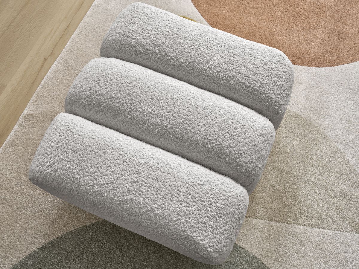 Bobochic Talia Pouf Bouclé-Stoff Hellgrau