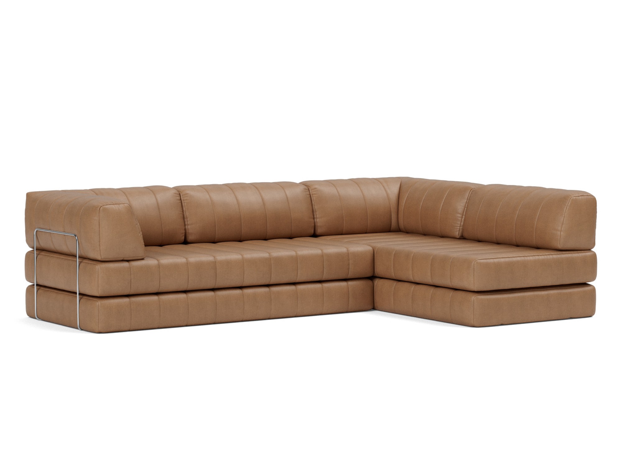 Eck-Schlafsofa CozyPad L-Form mit Armlehne Lederoptik Faunal 551-Brown